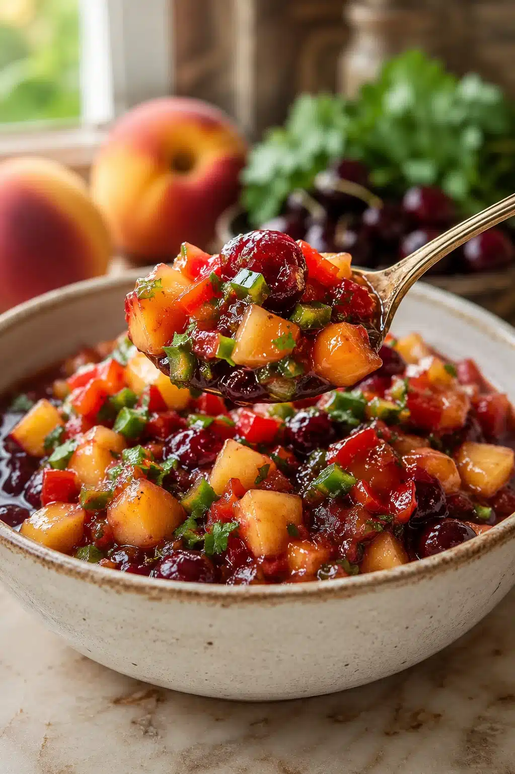 Delicious Peach Cherry Salsa