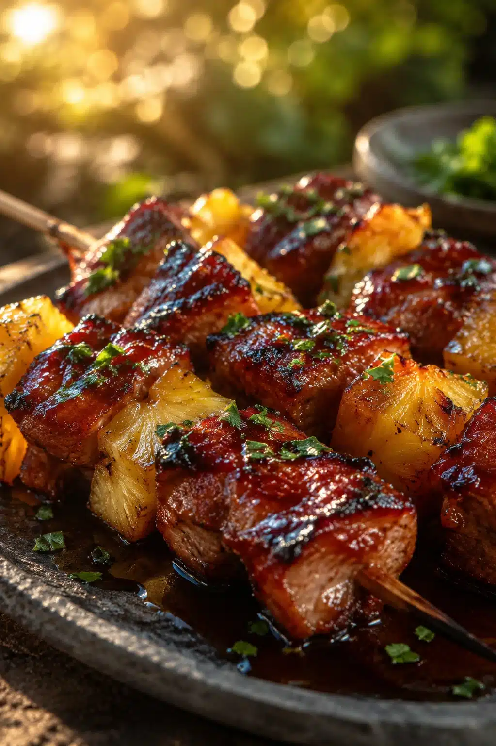 Pineapple BBQ Pork Skewers